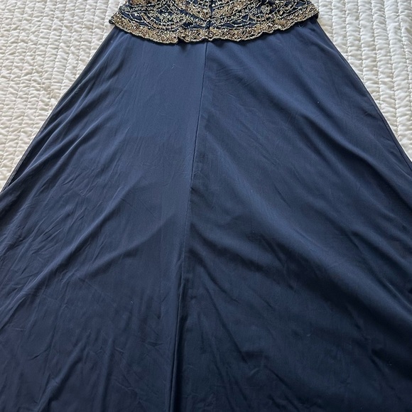 Pisarro nights blue navy and Gold Beaded Dress size 4 - Picture 9 of 16